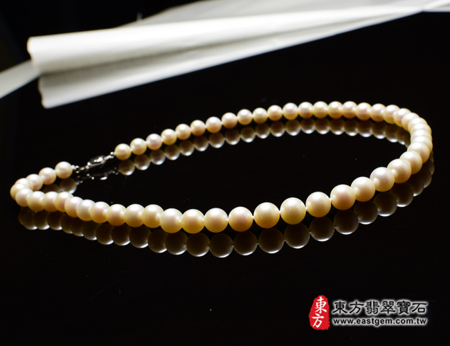 白珍珠項鍊(白珍珠珠子，珠徑約0.8mm，MWB022) 客製化設計各種白珍珠珠串、白珍珠珠子、白珍珠項鍊、白珍珠手珠。★附東方翡翠寶石保證卡