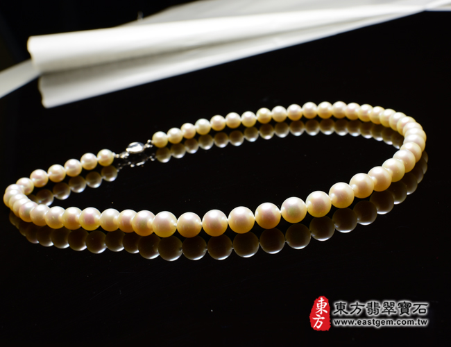 白珍珠項鍊(白珍珠珠子，珠徑約0.75mm，MWB023) 客製化設計各種白珍珠珠串、白珍珠珠子、白珍珠項鍊、白珍珠手珠。★附東方翡翠寶石保證卡