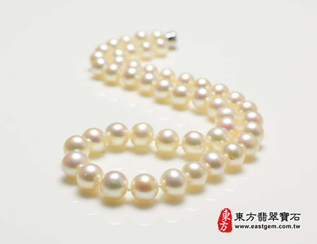 白珍珠項鍊(白珍珠珠子，珠徑約0.85mm，MWB030) 客製化設計各種白珍珠珠串、白珍珠珠子、白珍珠項鍊、白珍珠手珠。★附東方翡翠寶石保證卡