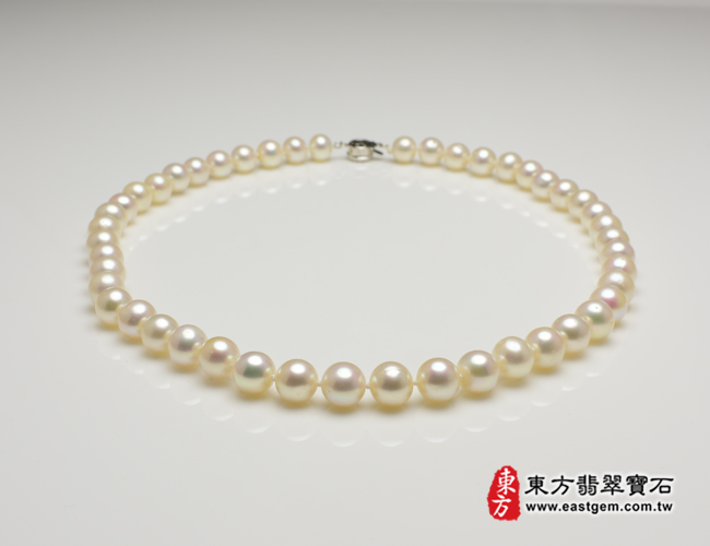 白珍珠項鍊(白珍珠珠子，珠徑約0.85mm，MWB030) 客製化設計各種白珍珠珠串、白珍珠珠子、白珍珠項鍊、白珍珠手珠。★附東方翡翠寶石保證卡