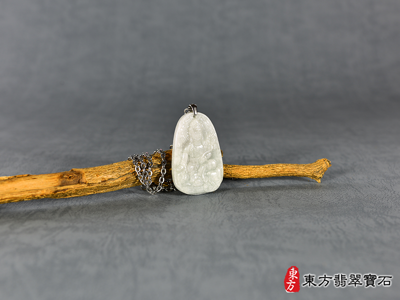 意境翡翠普賢菩薩項鍊玉珮（遍吉菩薩：普賢菩薩牌A貨翡翠普賢菩薩玉珮、緬甸玉普賢菩薩玉墜）。翡翠普賢菩薩，BS222。客製化訂做各種翡翠普賢菩薩吊墜玉珮項鍊。★附A貨翡翠雙證書