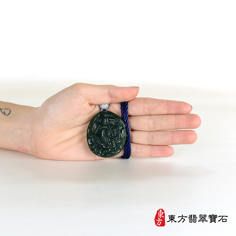 大小水草玉哪吒三太子項鍊玉珮（中壇元帥、哪吒：哪吒三太子牌水草玉三太子玉珮、水草玉哪吒三太子玉墜）。綠色水草玉三太子，TT152。客製化訂做各種水草玉哪吒三太子吊墜玉珮項鍊。★附東方翡翠寶石保證卡