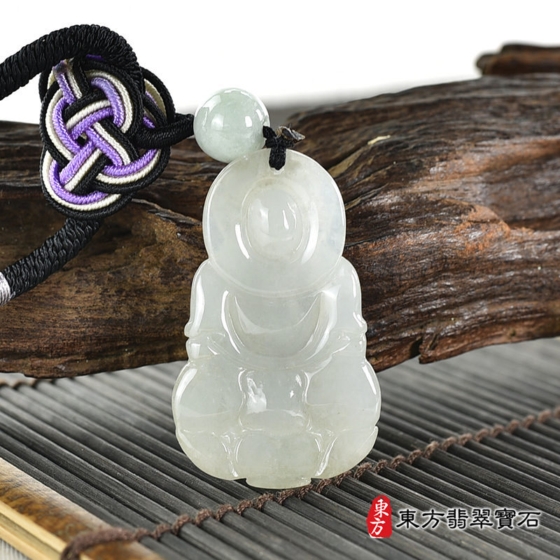 背面翡翠觀音項鍊玉珮（觀世音菩薩：觀音牌A貨翡翠觀音玉珮、緬甸玉觀世音菩薩玉墜）。綠色糯種翡翠觀音，GY1823。客製化訂做各種翡翠觀音吊墜玉珮項鍊。★附A貨翡翠雙證書