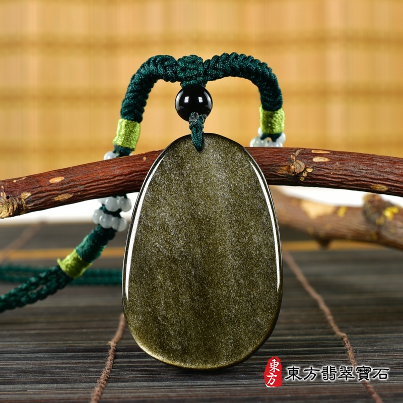 背面-金曜石虛空藏菩薩項鍊玉珮（虛空藏菩薩：虛空藏菩薩牌金曜石虛空藏菩薩玉珮、金曜石虛空藏菩薩玉墜）金曜石虛空藏菩薩，GY2003。客製化訂做各種金曜石虛空藏菩薩吊墜玉珮項鍊。★附東方翡翠寶石保證卡