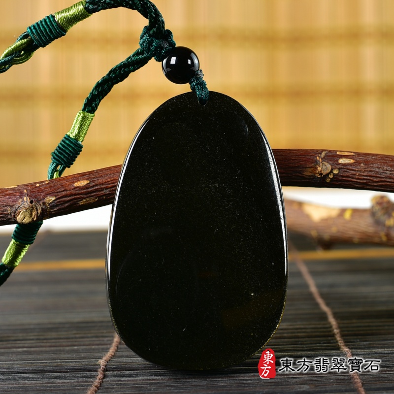 背面-金曜石虛空藏菩薩項鍊玉珮（虛空藏菩薩：虛空藏菩薩牌金曜石虛空藏菩薩玉珮、金曜石虛空藏菩薩玉墜）金曜石虛空藏菩薩，GY2005。客製化訂做各種金曜石虛空藏菩薩吊墜玉珮項鍊。★附東方翡翠寶石保證卡