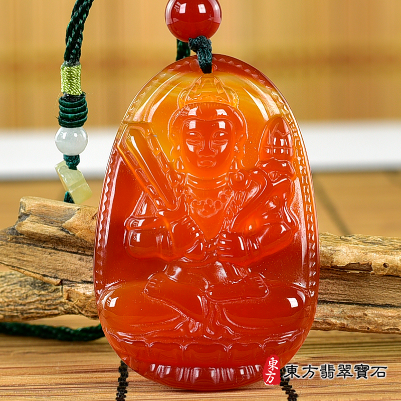 正面紅瑪瑙虛空藏菩薩項鍊玉珮（虛空藏菩薩：虛空藏菩薩牌紅瑪瑙虛空藏菩薩玉珮、紅瑪瑙虛空藏菩薩玉墜）。紅瑪瑙虛空藏菩薩，GY1995。客製化訂做各種紅瑪瑙虛空藏菩薩吊墜玉珮項鍊。★附東方翡翠寶石保證卡