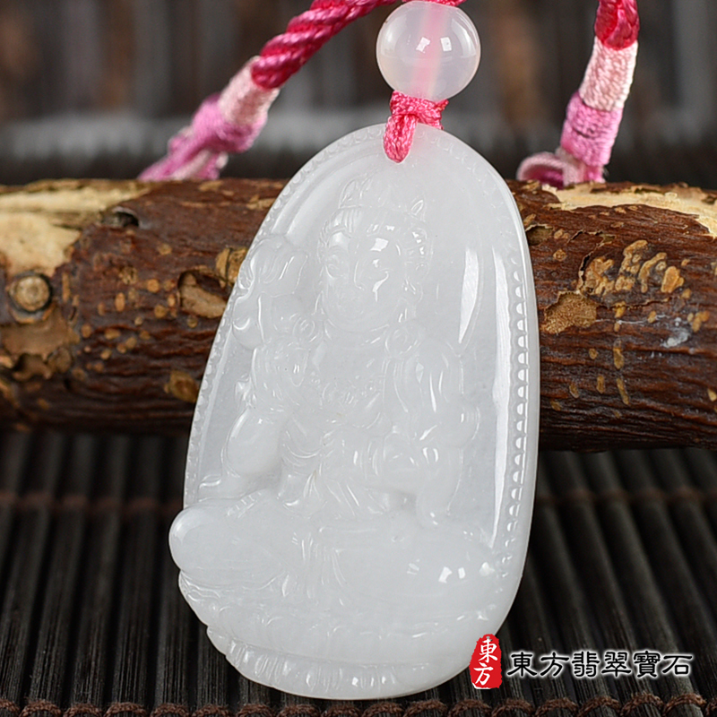 右側新疆白玉大勢至菩薩項鍊玉珮（大勢至菩薩：大勢至菩薩牌新疆白玉大勢至菩薩玉珮、新疆白玉大勢至菩薩玉墜）。新疆白玉大勢至菩薩GY1992。客製化訂做各種新疆白玉大勢至菩薩吊墜玉珮項鍊。★附東方翡翠寶石保證卡