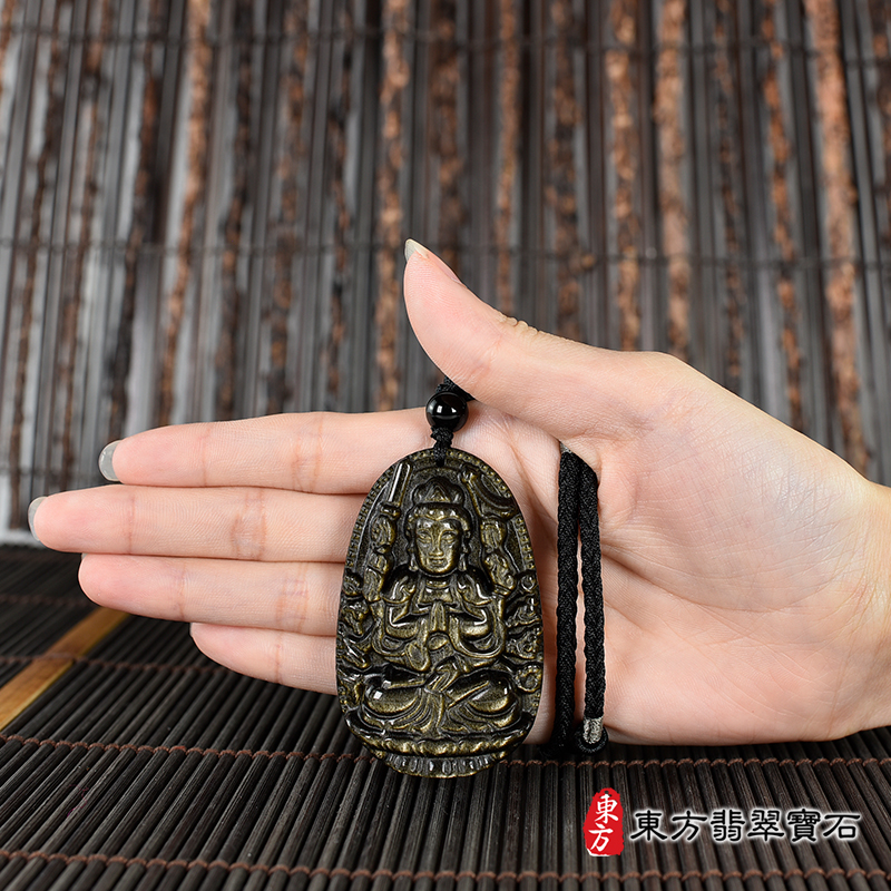 大小金曜石千手觀音項鍊玉珮（千手觀音：千手觀音牌金曜石千手觀音玉珮、金曜石千手觀音玉墜）。千手觀音，LH291。客製化訂做各種金曜石千手觀音吊墜玉珮項鍊。★附東方翡翠寶石保證卡