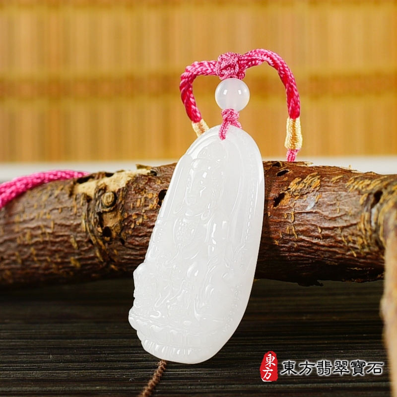 右側-新疆白玉文殊菩薩項鍊玉珮（文殊菩薩：文殊菩薩牌新疆白玉文殊菩薩玉珮、新疆白玉文殊菩薩玉墜）。新疆白玉文殊菩薩，WS189。客製化訂做各種新疆白玉文殊菩薩吊墜玉珮項鍊。★附東方翡翠寶石保證卡