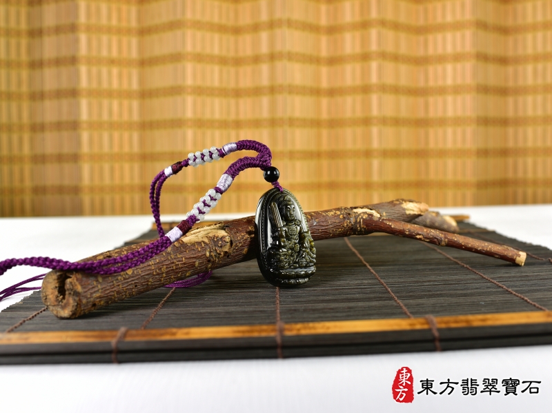 意境-金曜石文殊菩薩項鍊玉珮（文殊菩薩：文殊菩薩牌金曜石文殊菩薩玉珮、金曜石文殊菩薩玉墜）。金曜石文殊菩薩，WS192。客製化訂做各種金曜石文殊菩薩吊墜玉珮項鍊。★附東方翡翠寶石保證卡