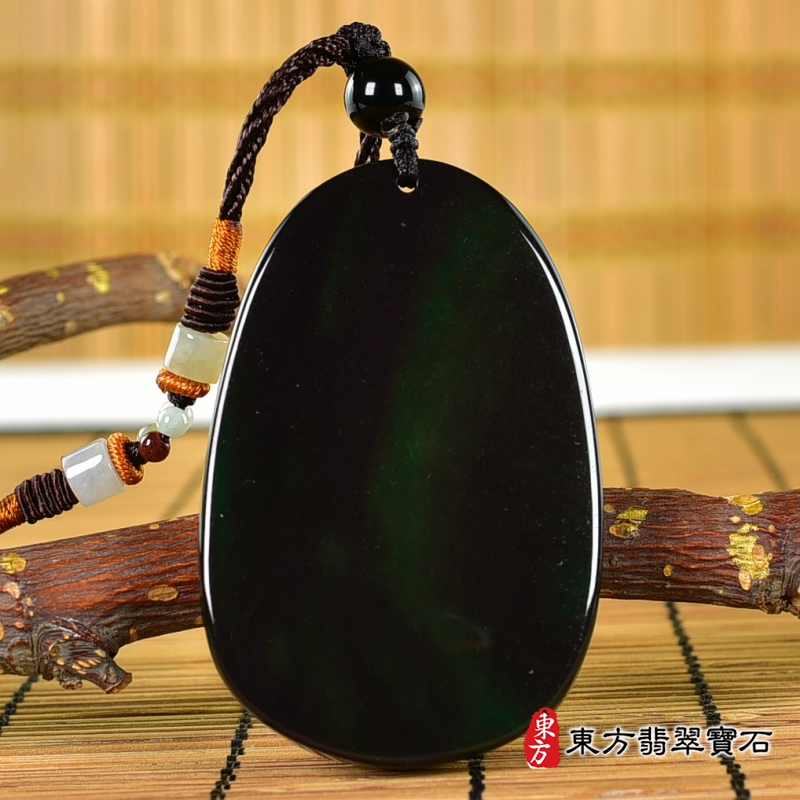 背面-金曜石文殊菩薩項鍊玉珮（文殊菩薩：文殊菩薩牌金曜石文殊菩薩玉珮、金曜石文殊菩薩玉墜）。金曜石文殊菩薩，WS193。客製化訂做各種金曜石文殊菩薩吊墜玉珮項鍊。★附東方翡翠寶石保證卡