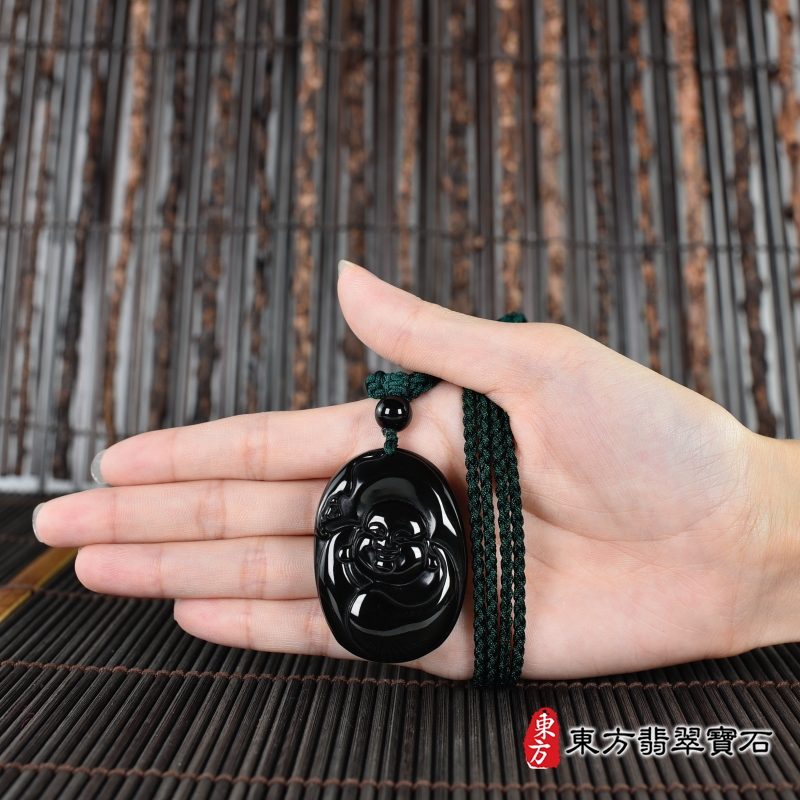 大小-金曜石彌勒佛項鍊玉珮（彌勒佛：彌勒佛牌金曜石彌勒佛玉珮、金曜石彌勒佛玉墜）。金曜石彌勒佛，ML326。客製化訂做各種金曜石彌勒佛吊墜玉珮項鍊。★附東方翡翠寶石保證卡