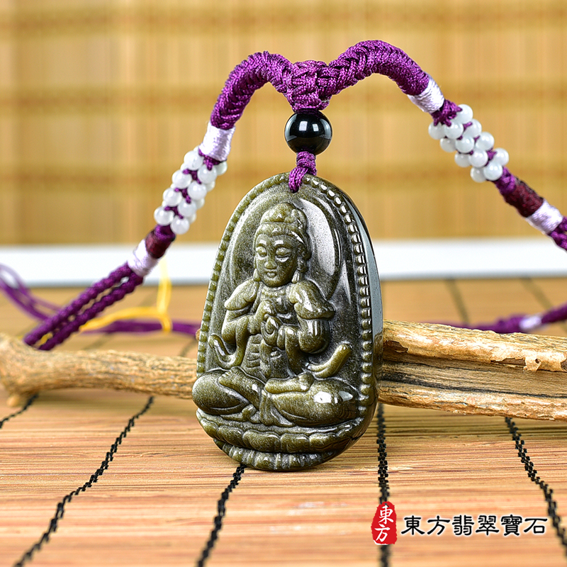 右側金曜石大日如來項鍊玉珮（大日如來：大日如來牌金曜石大日如來玉珮、金曜石大日如來玉墜）金曜石大日如來，FD738。客製化訂做各種金曜石大日如來吊墜玉珮項鍊。★附東方翡翠寶石保證卡