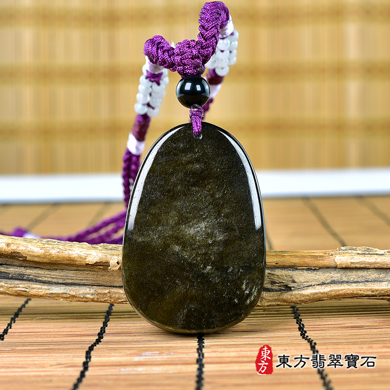背面金曜石大日如來項鍊玉珮（大日如來：大日如來牌金曜石大日如來玉珮、金曜石大日如來玉墜）金曜石大日如來，FD738。客製化訂做各種金曜石大日如來吊墜玉珮項鍊。★附東方翡翠寶石保證卡