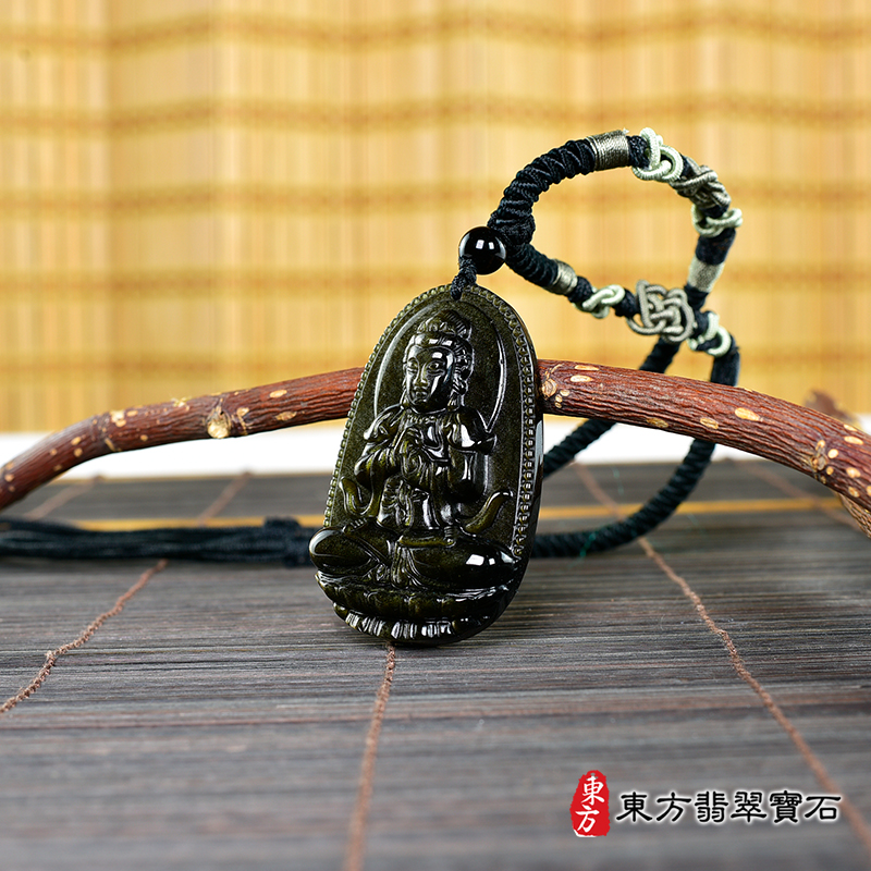 右側金曜石大日如來項鍊玉珮（大日如來：大日如來牌金曜石大日如來玉珮、金曜石大日如來玉墜）金曜石大日如來，FD741。客製化訂做各種金曜石大日如來吊墜玉珮項鍊。★附東方翡翠寶石保證卡