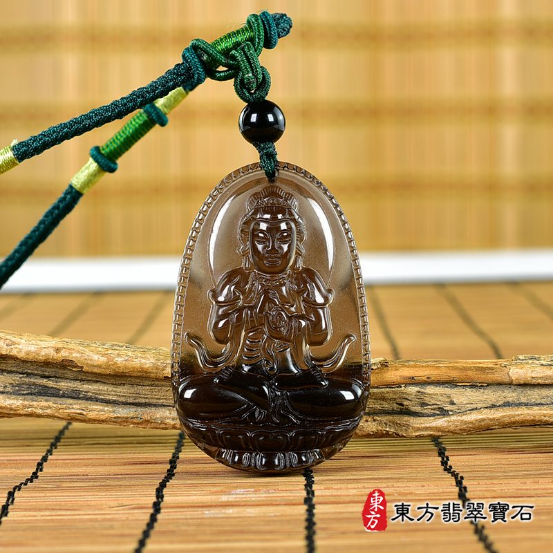 正面黑曜石大日如來項鍊玉珮（大日如來：大日如來牌黑曜石大日如來玉珮、黑曜石大日如來玉墜）黑曜石大日如來，FD742。客製化訂做各種黑曜石大日如來吊墜玉珮項鍊。★附東方翡翠寶石保證卡