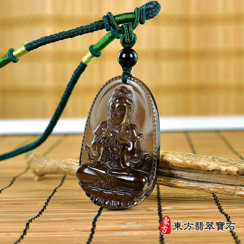 右側黑曜石大日如來項鍊玉珮（大日如來：大日如來牌黑曜石大日如來玉珮、黑曜石大日如來玉墜）黑曜石大日如來，FD742。客製化訂做各種黑曜石大日如來吊墜玉珮項鍊。★附東方翡翠寶石保證卡