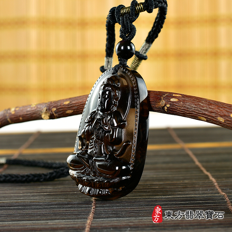 右側黑曜石大日如來項鍊玉珮（大日如來：大日如來牌黑曜石大日如來玉珮、黑曜石大日如來玉墜）黑曜石大日如來，FD743。客製化訂做各種黑曜石大日如來吊墜玉珮項鍊。★附東方翡翠寶石保證卡