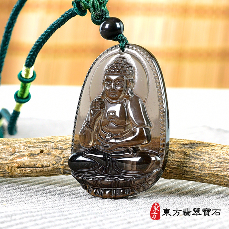 右側黑曜石阿彌陀佛項鍊玉珮（阿彌陀佛：阿彌陀佛牌黑曜石阿彌陀佛玉珮、黑曜石阿彌陀佛玉墜）。黑曜石阿彌陀佛，FD744。客製化訂做各種黑曜石阿彌陀佛吊墜玉珮項鍊。★附東方翡翠寶石保證卡