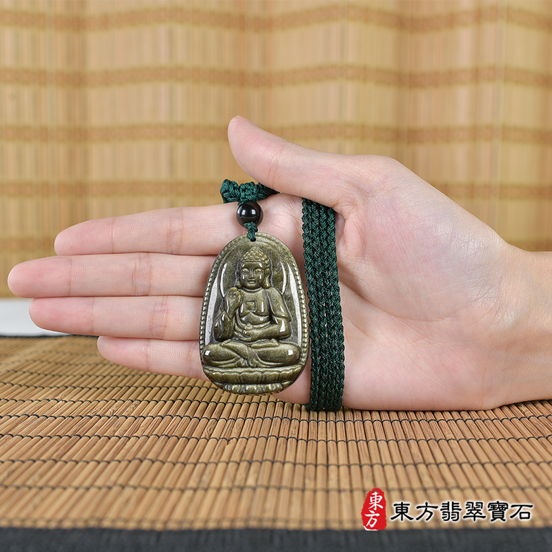 大小金曜石阿彌陀佛項鍊玉珮（阿彌陀佛：阿彌陀佛牌金曜石阿彌陀佛玉珮、金曜石阿彌陀佛玉墜）。金曜石阿彌陀佛，FD748。客製化訂做各種金曜石阿彌陀佛吊墜玉珮項鍊。★附東方翡翠寶石保證卡