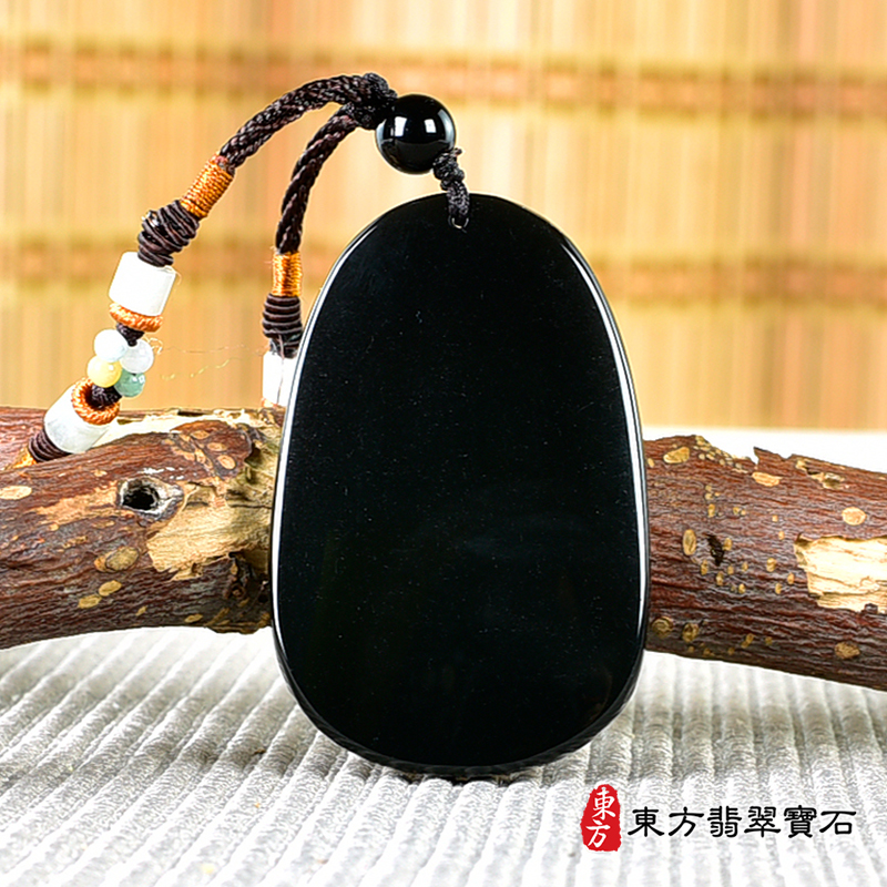 背面金曜石阿彌陀佛項鍊玉珮（阿彌陀佛：阿彌陀佛牌金曜石阿彌陀佛玉珮、金曜石阿彌陀佛玉墜）。金曜石阿彌陀佛，FD749。客製化訂做各種金曜石阿彌陀佛吊墜玉珮項鍊。★附東方翡翠寶石保證卡