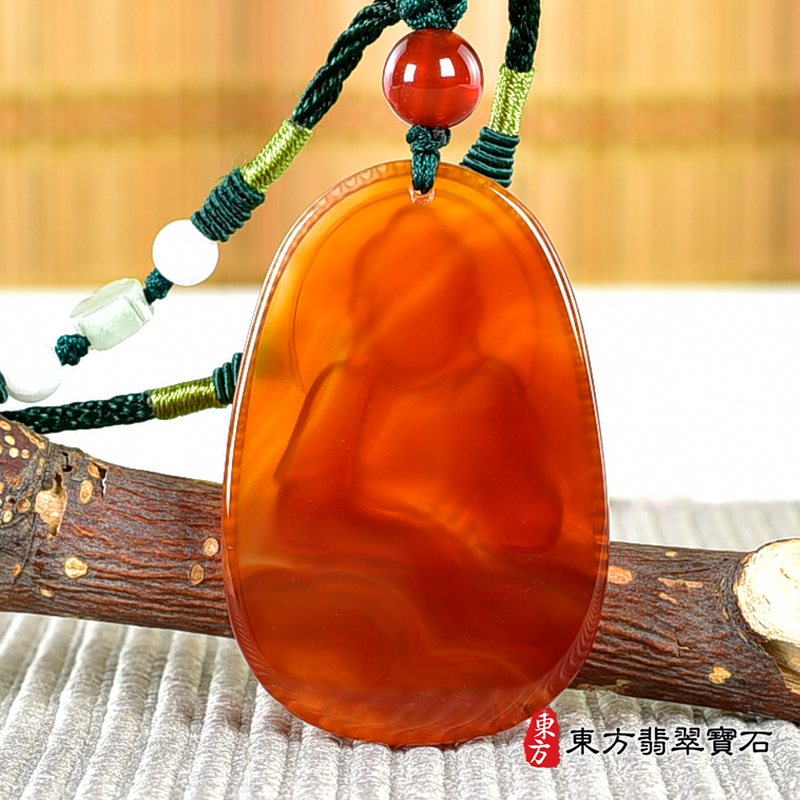 背面紅瑪瑙阿彌陀佛項鍊玉珮（阿彌陀佛：阿彌陀佛牌虎眼石阿彌陀佛玉珮、虎眼石阿彌陀佛玉墜）。虎眼石阿彌陀佛，FD750。客製化訂做各種虎眼石阿彌陀佛吊墜玉珮項鍊。★附東方翡翠寶石保證卡