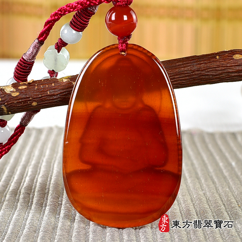 背面紅瑪瑙阿彌陀佛項鍊玉珮（阿彌陀佛：阿彌陀佛牌虎眼石阿彌陀佛玉珮、虎眼石阿彌陀佛玉墜）。虎眼石阿彌陀佛，FD751。客製化訂做各種虎眼石阿彌陀佛吊墜玉珮項鍊。★附東方翡翠寶石保證卡