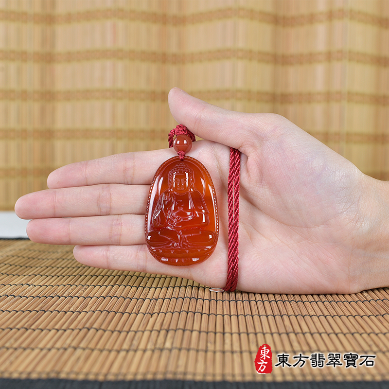 大小紅瑪瑙阿彌陀佛項鍊玉珮（阿彌陀佛：阿彌陀佛牌虎眼石阿彌陀佛玉珮、虎眼石阿彌陀佛玉墜）。虎眼石阿彌陀佛，FD751。客製化訂做各種虎眼石阿彌陀佛吊墜玉珮項鍊。★附東方翡翠寶石保證卡
