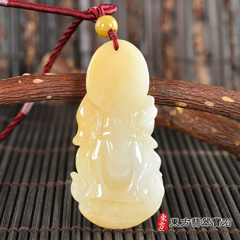 背面-翡翠關公項鍊玉珮（關聖帝君：關公牌A貨翡翠關公玉珮、緬甸玉關公玉墜）。關公，KG623。客製化訂做各種翡翠關公吊墜玉珮項鍊。★附A貨翡翠雙證書
