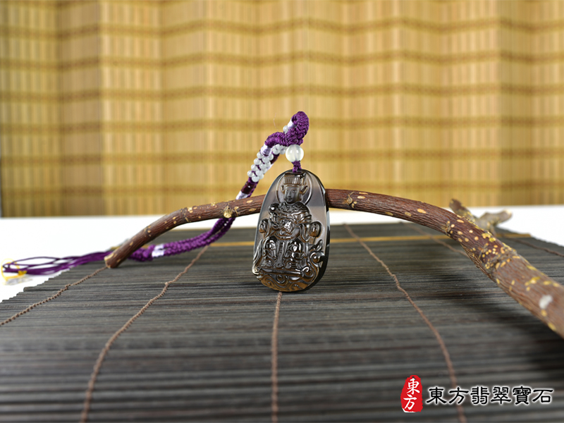 意境黑曜石媽祖項鍊玉珮（天上聖母：媽祖牌黑曜石媽祖玉珮、黑曜石媽祖玉墜）。黑曜石媽祖，MD252。客製化訂做各種黑曜石媽祖吊墜玉珮項鍊。★附東方翡翠寶石保證卡
