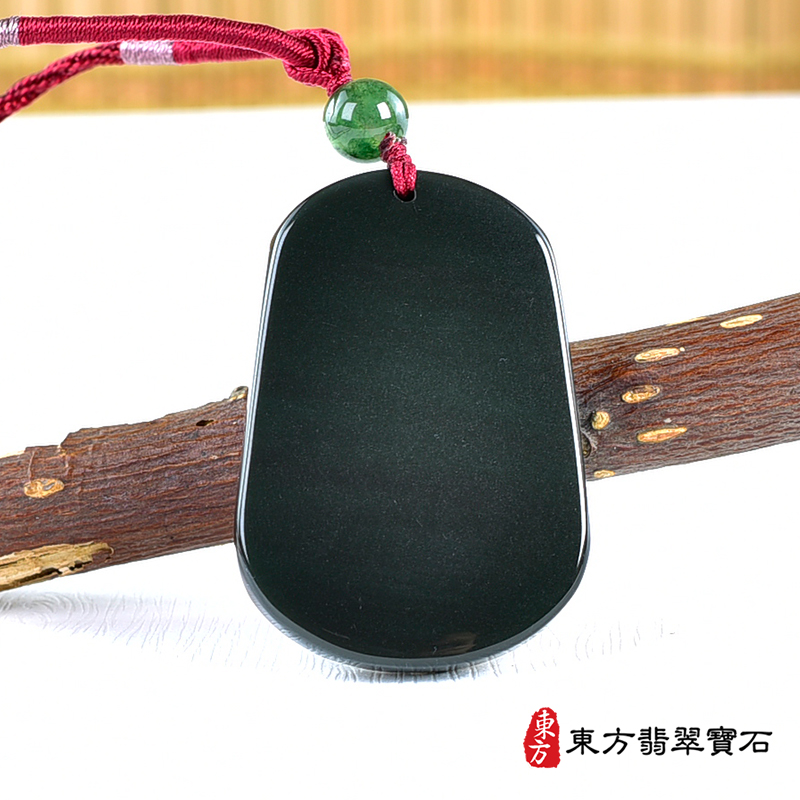 背面金曜石虎項鍊玉珮（虎虎生風：虎牌金曜石虎玉珮、金曜石虎玉墜、虎十二生肖項鍊）。金曜石虎，TR142。客製化訂做各種金曜石虎吊墜玉珮項鍊。★東方翡翠寶石保證卡