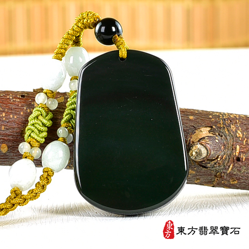 背面金曜石虎項鍊玉珮（虎虎生風：虎牌金曜石虎玉珮、金曜石虎玉墜、虎十二生肖項鍊）。金曜石虎，TR144。客製化訂做各種金曜石虎吊墜玉珮項鍊。★東方翡翠寶石保證卡