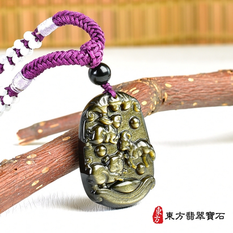 左側-金曜石生肖兔、羊、豬三合貴人項鍊玉珮（生肖屬兔、羊、豬，最適合配戴三合貴人項鍊，兔、羊、豬：金曜石生肖兔、羊、豬玉珮、金曜石生肖兔、羊、豬玉墜、兔、羊、豬十二生肖項鍊）。金曜石兔、羊、豬，ZH234。客製化訂做各種金曜石生肖兔、羊、豬吊墜玉珮項鍊。★附東方翡翠寶石保證卡