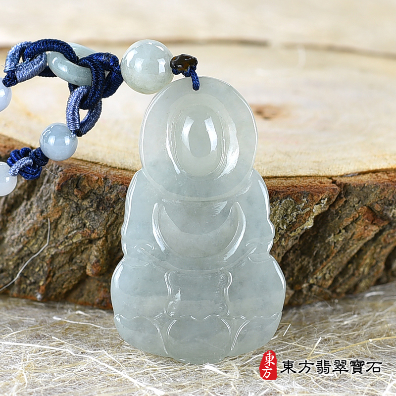背面翡翠寶珠觀音項鍊玉珮（觀世音菩薩：寶珠觀音牌A貨翡翠寶珠觀音玉珮、緬甸玉觀世音菩薩玉墜）。糯種翡翠寶珠觀音，FD629。客製化訂做各種翡翠觀音吊墜玉珮項鍊。★附A貨翡翠雙證書