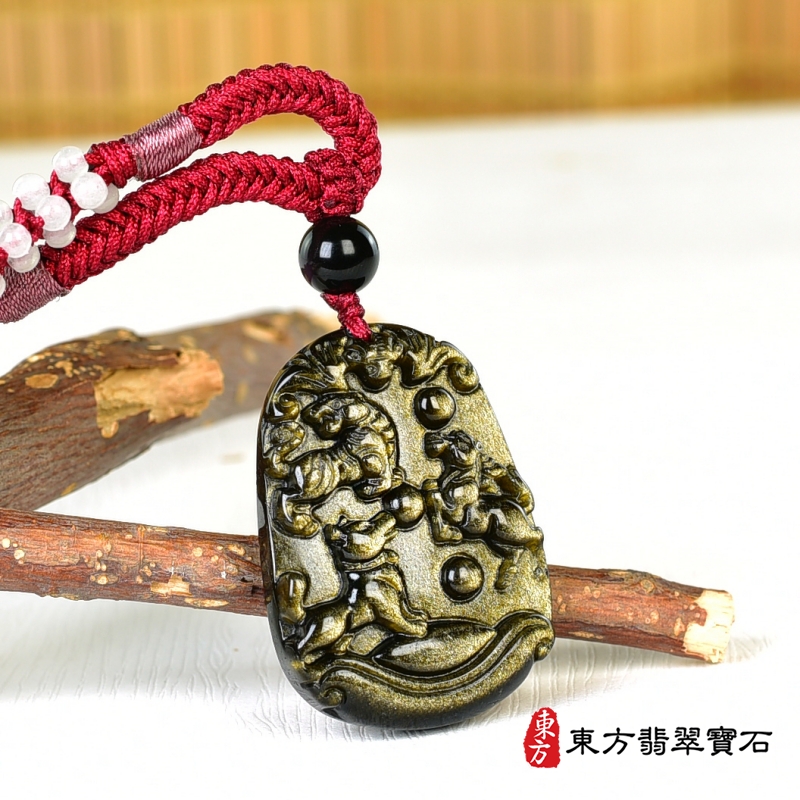 左側-金曜石生肖虎、馬、狗三合貴人項鍊玉珮（生肖屬虎、馬、狗，最適合配戴三合貴人項鍊，虎、馬、狗：金曜石生肖虎、馬、狗玉珮、金曜石生肖虎、馬、狗玉墜、虎、馬、狗十二生肖項鍊）。金曜石虎、馬、狗，ZH236。客製化訂做各種金曜石生肖虎、馬、狗吊墜玉珮項鍊。★附東方翡翠寶石保證卡
