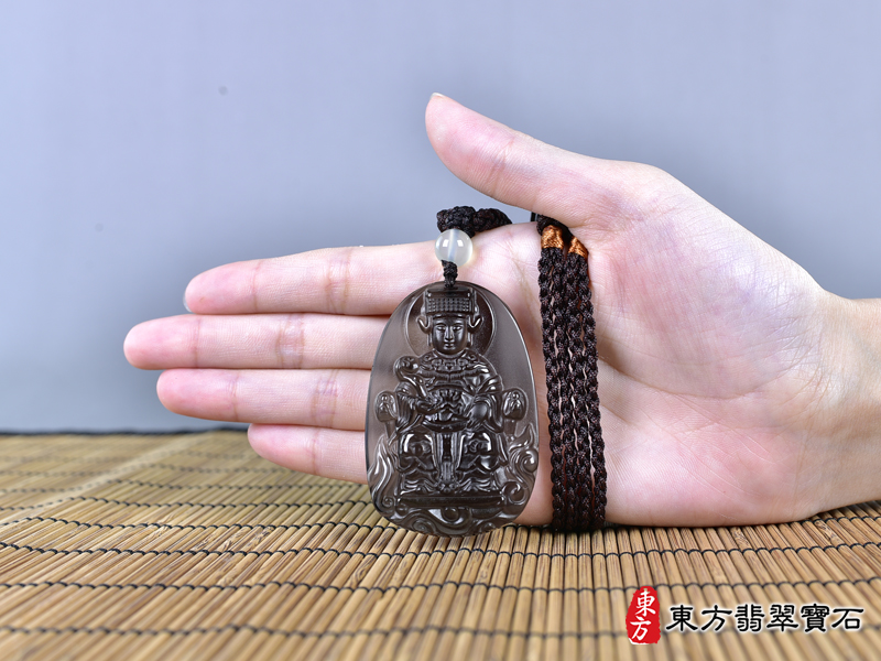 大小黑曜石媽祖項鍊玉珮（天上聖母：媽祖牌黑曜石媽祖玉珮、黑曜石媽祖玉墜）。黑曜石媽祖，MD253。客製化訂做各種黑曜石媽祖吊墜玉珮項鍊。★附東方翡翠寶石保證卡