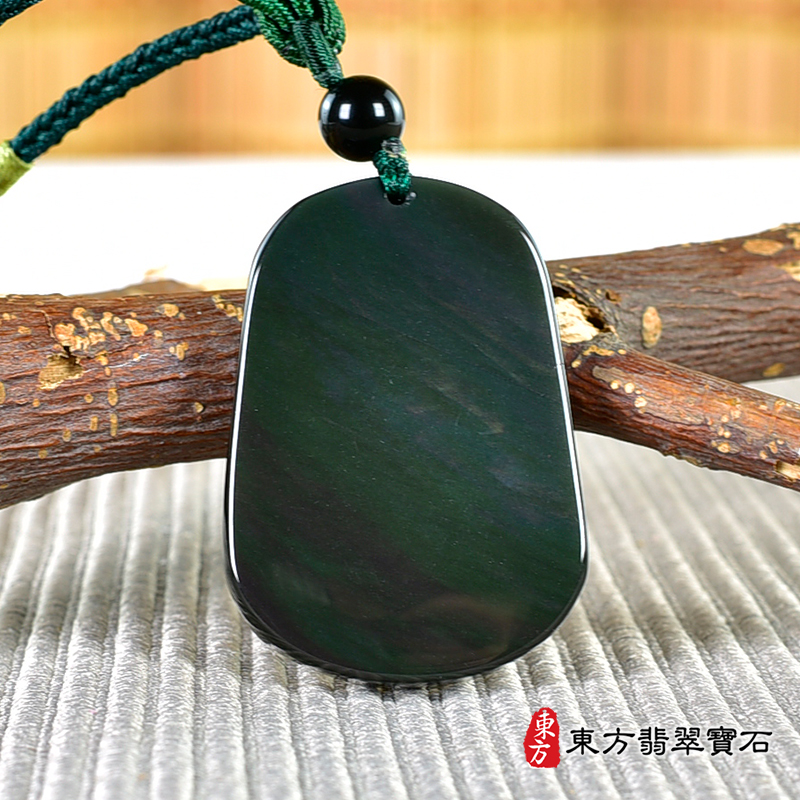 背面金曜石兔項鍊玉珮（招財如意兔：兔牌金曜石兔玉珮、金曜石兔玉墜、兔十二生肖項鍊）。金曜石兔，RB079。客製化訂做各種金曜石兔吊墜玉珮項鍊。★附東方翡翠寶石保證卡