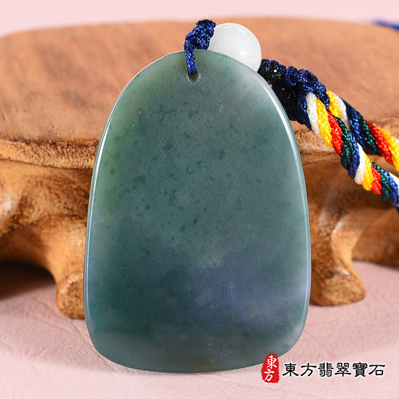 背面水草玉鬼谷子項鍊玉珮（王禪老祖：鬼谷子牌A貨水草玉鬼谷子玉珮、緬甸玉鬼谷子玉墜）。水草玉鬼谷子，KN219。客製化訂做各種水草玉鬼谷子吊墜玉珮項鍊。★附A貨翡翠雙證書