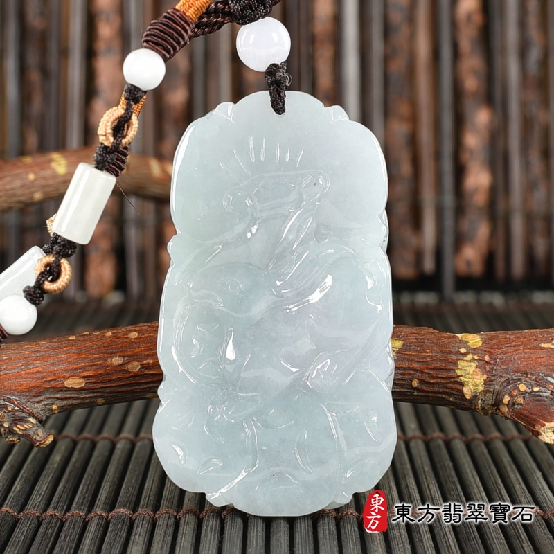 背面-翡翠生肖狗三合六合貴人項鍊玉珮（生肖屬狗，最適合配戴三合六合貴人項鍊，馬虎兔：狗牌A貨翡翠生肖狗玉珮、緬甸玉生肖狗玉墜、狗十二生肖項鍊）。狗，ZH277。客製化訂做各種翡翠生肖狗吊墜玉珮項鍊。★附A貨翡翠雙證書