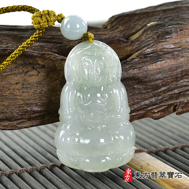 翡翠觀音項鍊玉珮（觀世音菩薩：觀音牌A貨翡翠觀音玉珮、緬甸玉觀世音菩薩玉墜）。綠色糯種翡翠觀音，GY1814。客製化訂做各種翡翠觀音吊墜玉珮項鍊。★附A貨翡翠雙證書