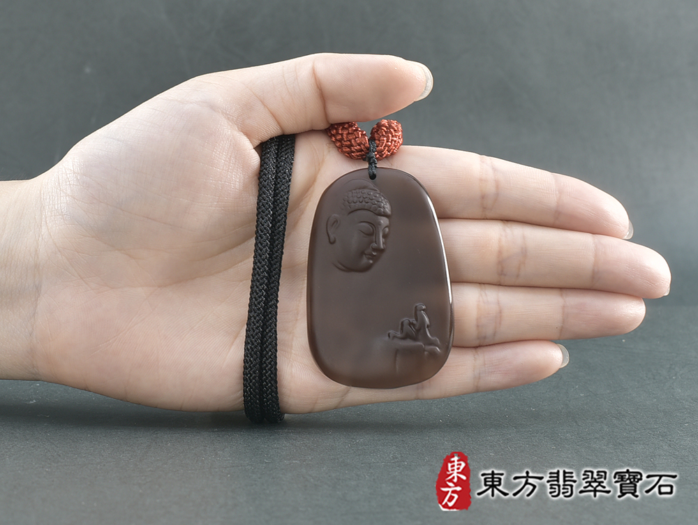 黑曜石釋迦摩尼項鍊玉珮(釋迦摩尼:釋迦摩尼牌黑曜石釋迦摩尼玉珮、黑曜石釋迦摩尼玉墜)全黑黑曜石釋迦摩尼,FD785。客製化訂做各種黑曜石釋迦摩尼吊墜玉珮項鍊。★附東方翡翠寶石保證卡 5.jpg