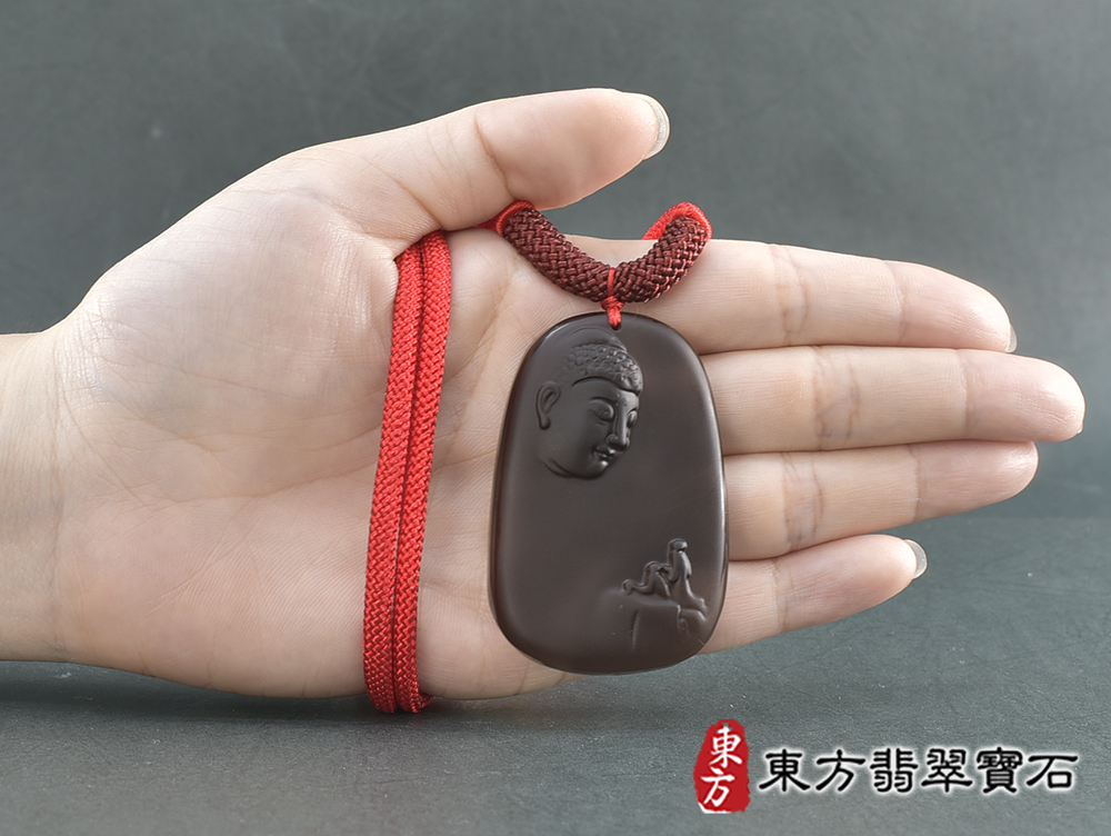 黑曜石釋迦摩尼項鍊玉珮(釋迦摩尼:釋迦摩尼牌黑曜石釋迦摩尼玉珮、黑曜石釋迦摩尼玉墜)全黑黑曜石釋迦摩尼,FD786。客製化訂做各種黑曜石釋迦摩尼吊墜玉珮項鍊。★附東方翡翠寶石保證卡 5.jpg