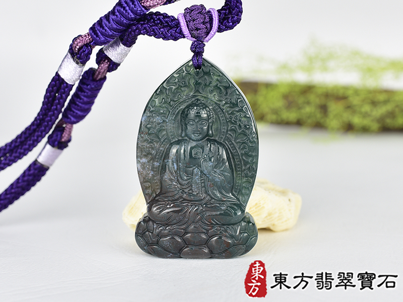 水草玉藥師佛項鍊玉珮(藥師如來:藥師佛牌水草玉藥師佛玉珮、水草玉藥師佛玉墜)。水草玉藥師佛,FD788。客製化訂做各種水草玉藥師佛吊墜玉珮項鍊。★附東方翡翠寶石保證卡 0.jpg