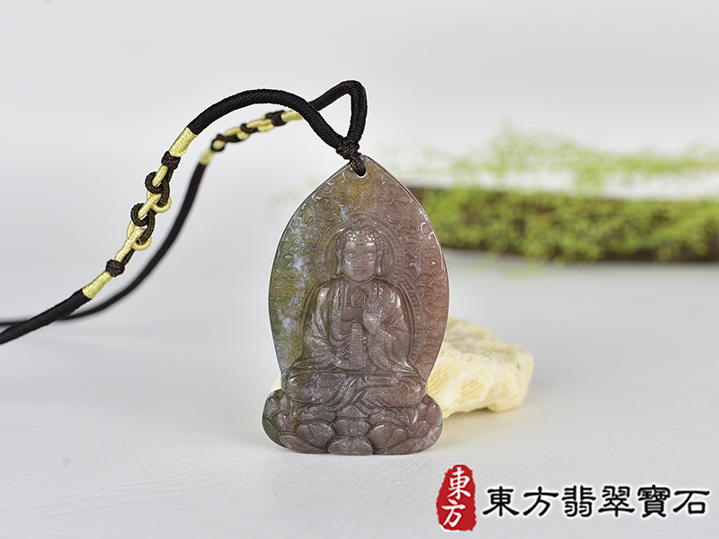 水草玉藥師佛項鍊玉珮(藥師如來:藥師佛牌水草玉藥師佛玉珮、水草玉藥師佛玉墜)。水草玉藥師佛,FD791。客製化訂做各種水草玉藥師佛吊墜玉珮項鍊。★附東方翡翠寶石保證卡 0.jpg