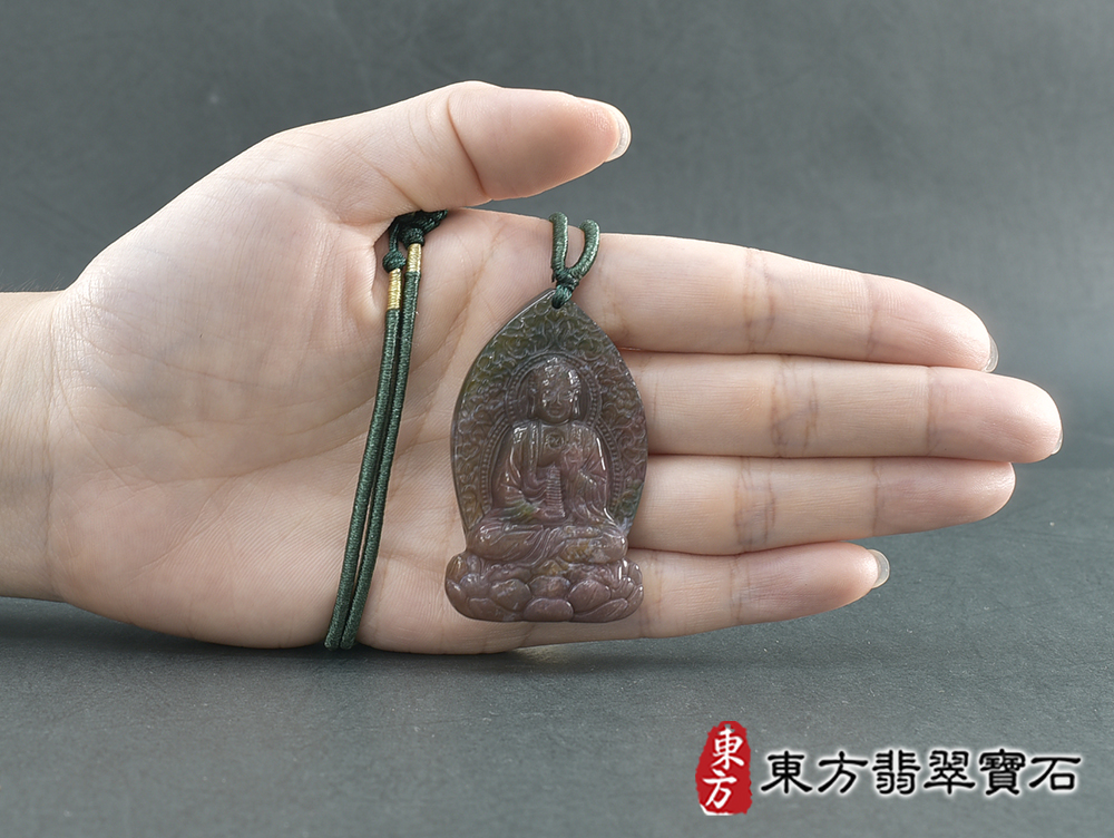 水草玉藥師佛項鍊玉珮(藥師如來:藥師佛牌水草玉藥師佛玉珮、水草玉藥師佛玉墜)。水草玉藥師佛,FD793。客製化訂做各種水草玉藥師佛吊墜玉珮項鍊。★附東方翡翠寶石保證卡 5.jpg