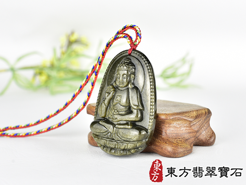 金曜石阿彌陀佛項鍊玉珮(阿彌陀佛:阿彌陀佛牌金曜石阿彌陀佛玉珮、金曜石阿彌陀佛玉墜)。金曜石阿彌陀佛,FD799。客製化訂做各種金曜石阿彌陀佛吊墜玉珮項鍊。★附東方翡翠寶石保證卡 1.jpg