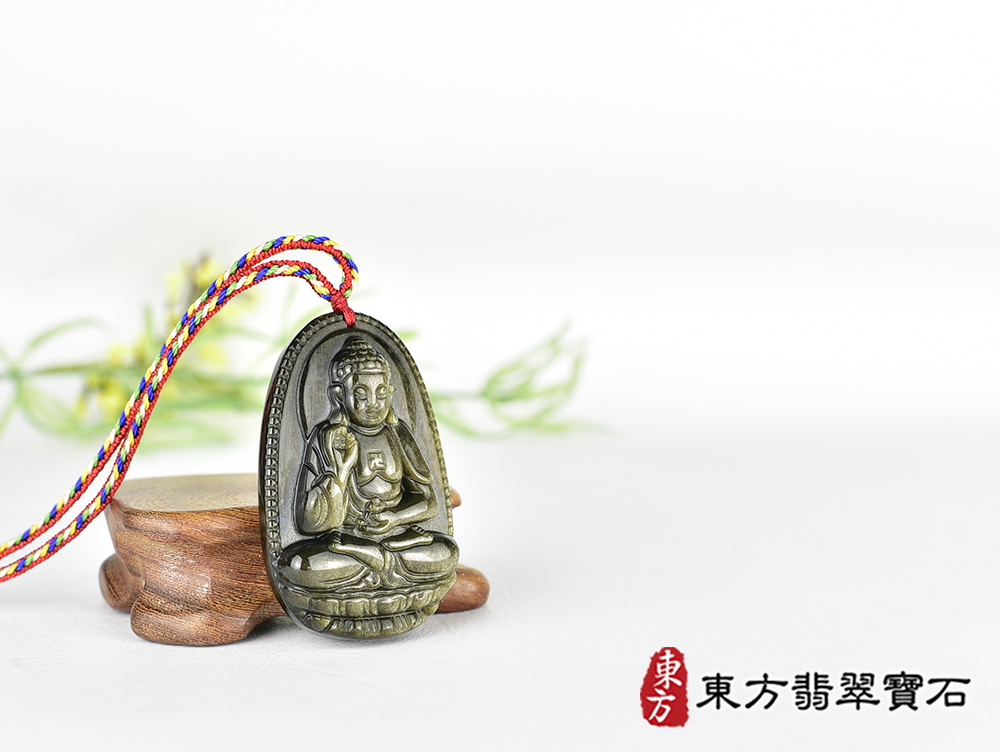 金曜石阿彌陀佛項鍊玉珮(阿彌陀佛:阿彌陀佛牌金曜石阿彌陀佛玉珮、金曜石阿彌陀佛玉墜)。金曜石阿彌陀佛,FD799。客製化訂做各種金曜石阿彌陀佛吊墜玉珮項鍊。★附東方翡翠寶石保證卡 4.jpg