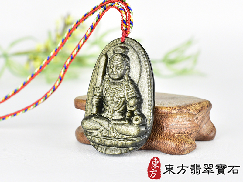金曜石不動明王項鍊玉珮(不動明王:不動明王牌金曜石不動明王玉珮、金曜石不動明王玉墜)不動明王,FD834。客製化訂做各種金曜石不動明王吊墜玉珮項鍊。★附東方翡翠寶石保證卡 1.jpg