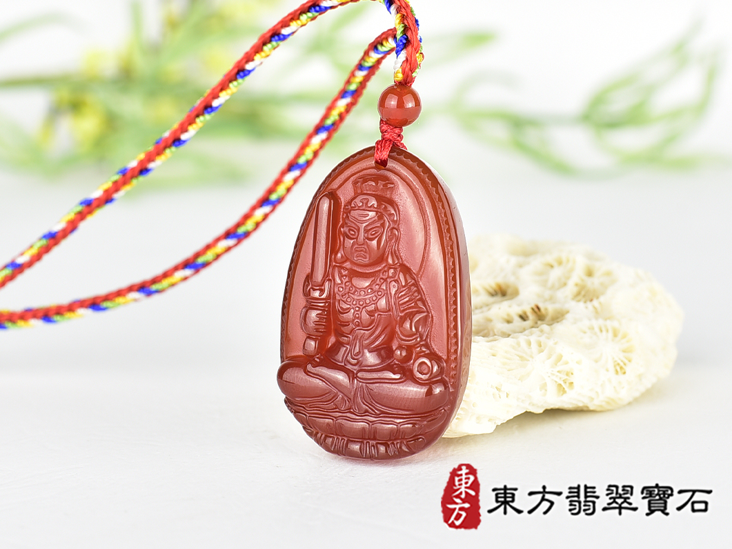 紅瑪瑙不動明王項鍊玉珮(不動明王:不動明王牌紅瑪瑙不動明王玉珮、紅瑪瑙不動明王玉墜)不動明王,FD846。客製化訂做各種紅瑪瑙不動明王吊墜玉珮項鍊。★附東方翡翠寶石保證卡 1.jpg