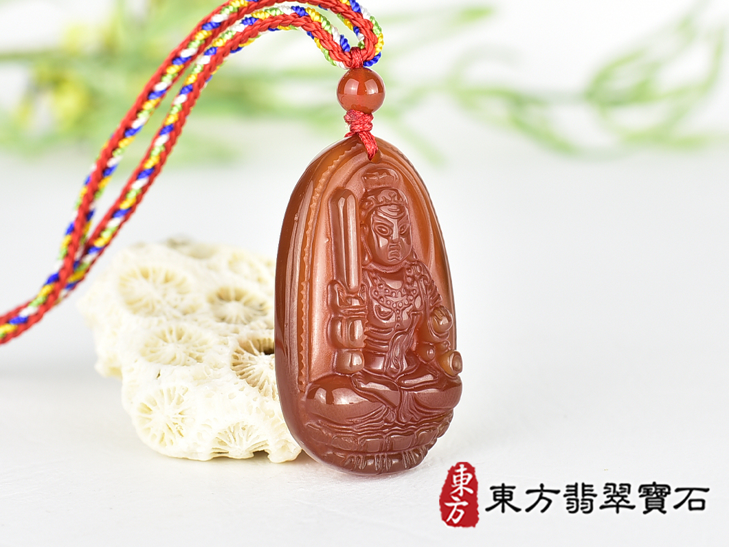 紅瑪瑙不動明王項鍊玉珮(不動明王:不動明王牌紅瑪瑙不動明王玉珮、紅瑪瑙不動明王玉墜)不動明王,FD847。客製化訂做各種紅瑪瑙不動明王吊墜玉珮項鍊。★附東方翡翠寶石保證卡 2.jpg